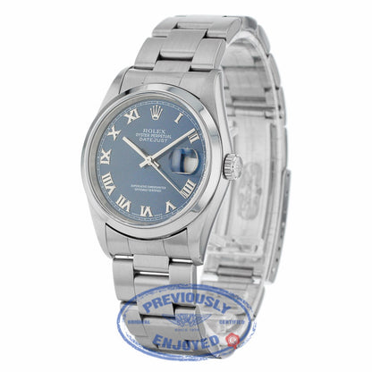 Rolex Datejust 36mm Blue Roman Dial Oyster Bracelet 116200 - Beverly Hills Watch