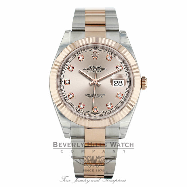 Rolex Datejust 41mm Everose and Stainless Steel Sundust Diamond Dial Oyster Bracelet 126331 - Beverly Hills Watch