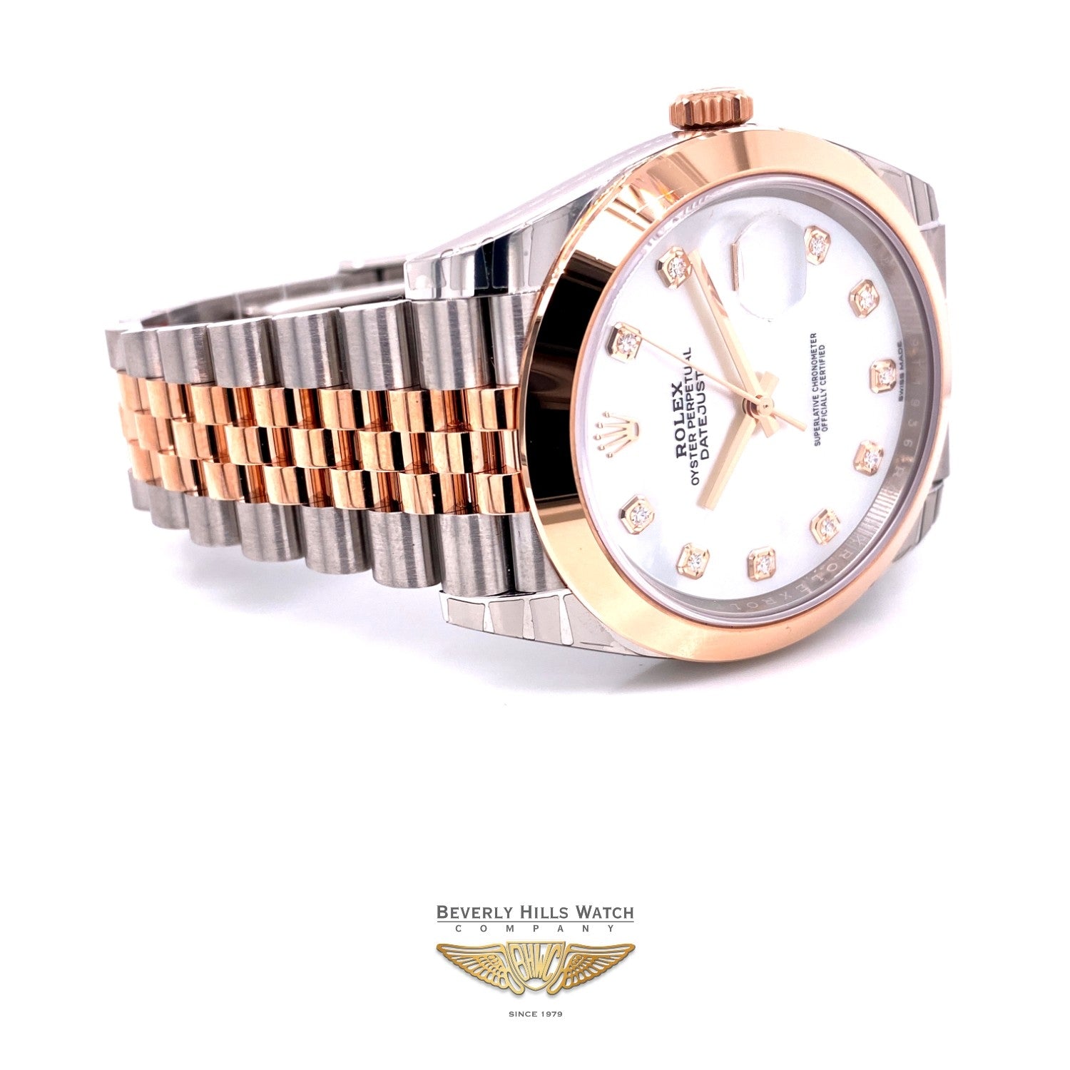 Rolex Datejust 41mm Rose Gold and Stainless Steel Mother of Pearl Diamond dial 126301 JDVPXW - Beverly Hills Watch Company