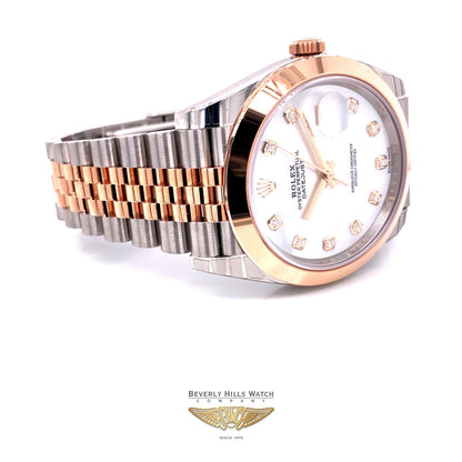 Rolex Datejust 41mm Rose Gold and Stainless Steel Mother of Pearl Diamond dial 126301 JDVPXW - Beverly Hills Watch Company