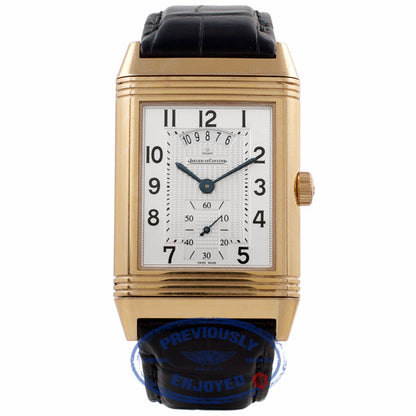 Jeager LeCoultre Grand Reverso Duo 18k Rose Gold Silver Dial Alligator Strap Q3742421 KLF2HW