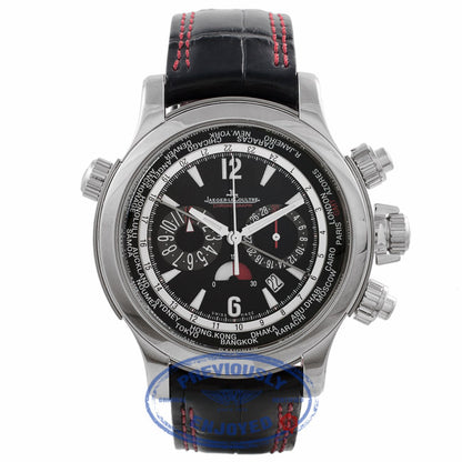 Jaeger LeCoultre Extreme World Stainless Steel Chronograph Black Dial Black Alligator Strap 150.8.22 AZ2Q21 - Beverly Hills Watch Company
