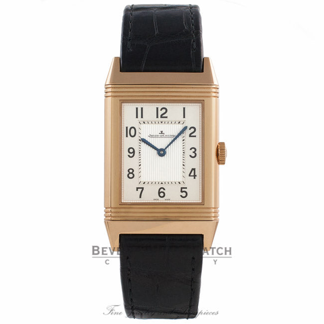 Jaeger LeCoultre Grande Reverso Ultra Thin 18k Rose Gold Silver Dial Alligator Strap Q2782520 KYW6PL - Beverly Hills Watch Company