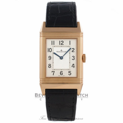 Jaeger LeCoultre Grande Reverso Ultra Thin 18k Rose Gold Silver Dial Alligator Strap Q2782520 KYW6PL - Beverly Hills Watch Company