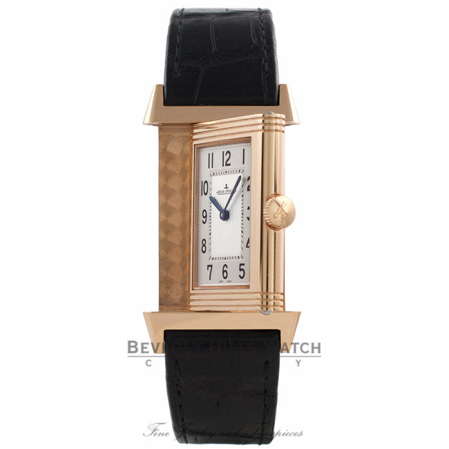 Jaeger LeCoultre Grande Reverso Ultra Thin 18k Rose Gold Silver Dial Alligator Strap Q2782520 KYW6PL - Beverly Hills Watch Company