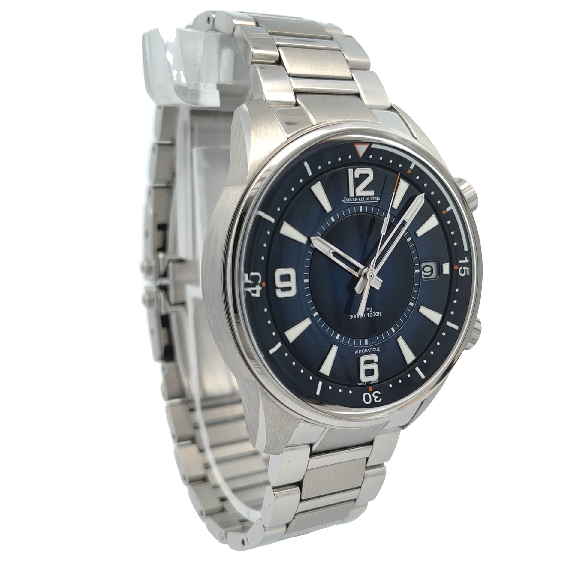 Jaeger LeCoultre Polaris Mariner Date Blue Dial Stainless Steel Q9068180 - Beverly Hills Watch Company