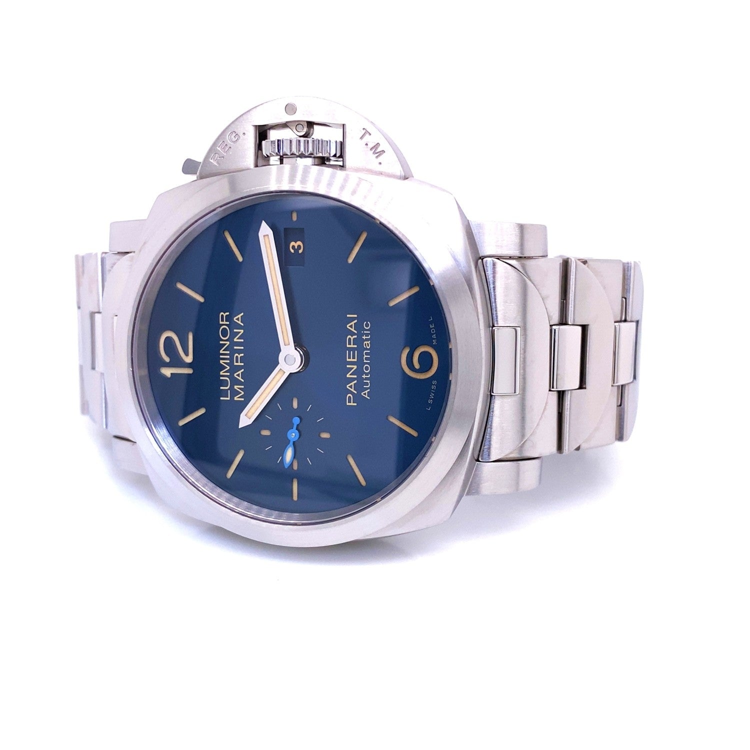 Panerai Luminor Marina 42mm Blue Dial PAM 1028 JPUAYW - Beverly Hills Watch Company