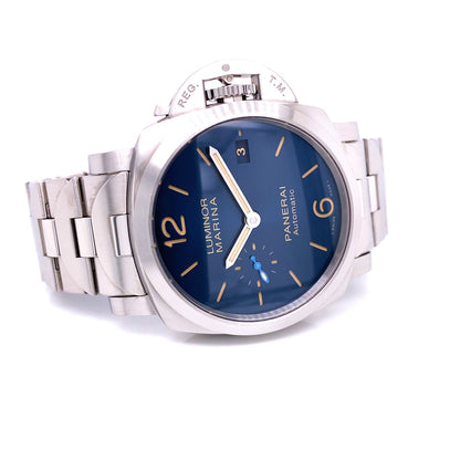 Panerai Luminor Marina 42mm Blue Dial PAM 1028 JPUAYW - Beverly Hills Watch Company