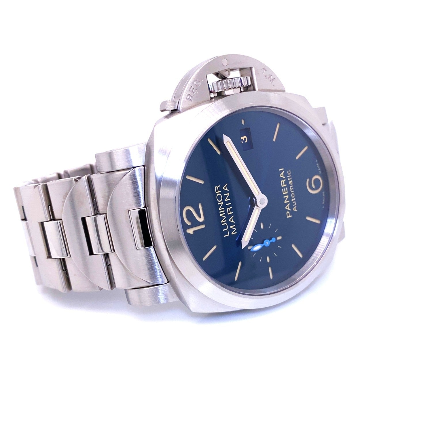 Panerai Luminor Marina 42mm Blue Dial PAM 1028 JPUAYW - Beverly Hills Watch Company