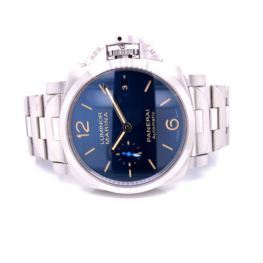 Panerai Luminor Marina 42mm Blue Dial PAM 1028 JPUAYW - Beverly Hills Watch Company