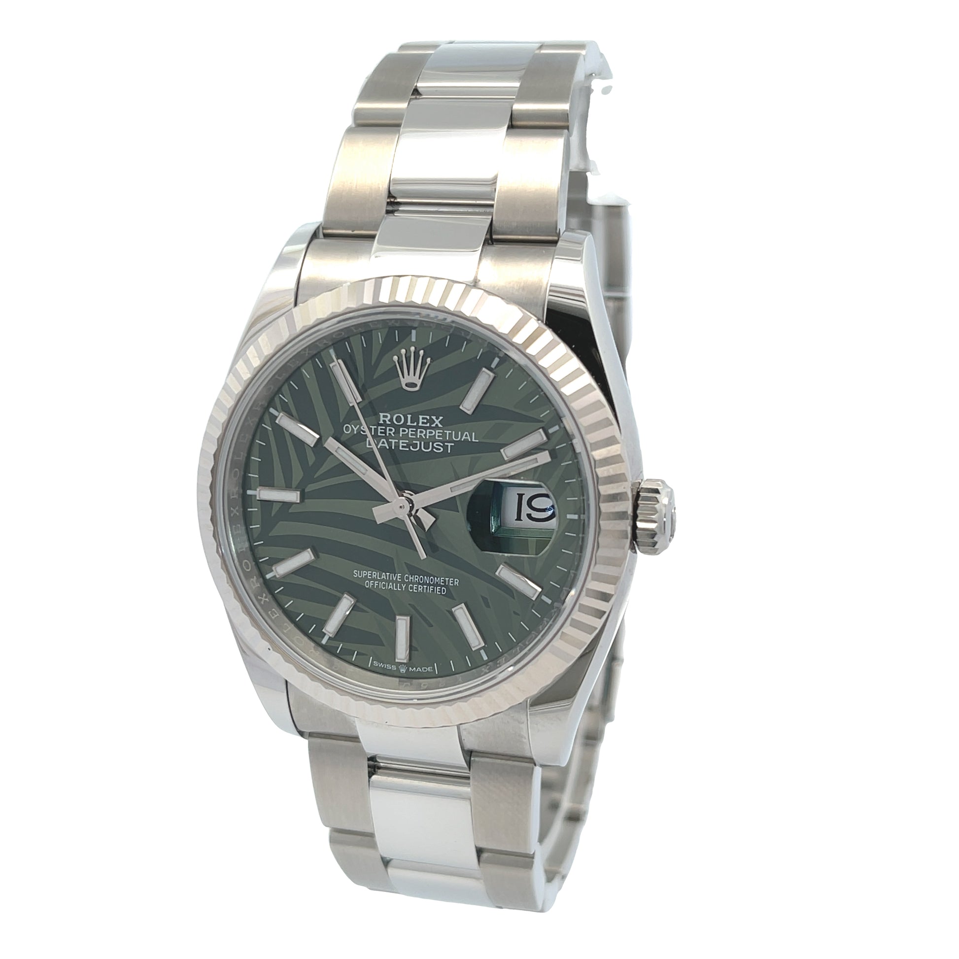 Rolex Datejust 36mm Fluted Palm-Motive Oyster 126234 - Beverly Hills Watch Company