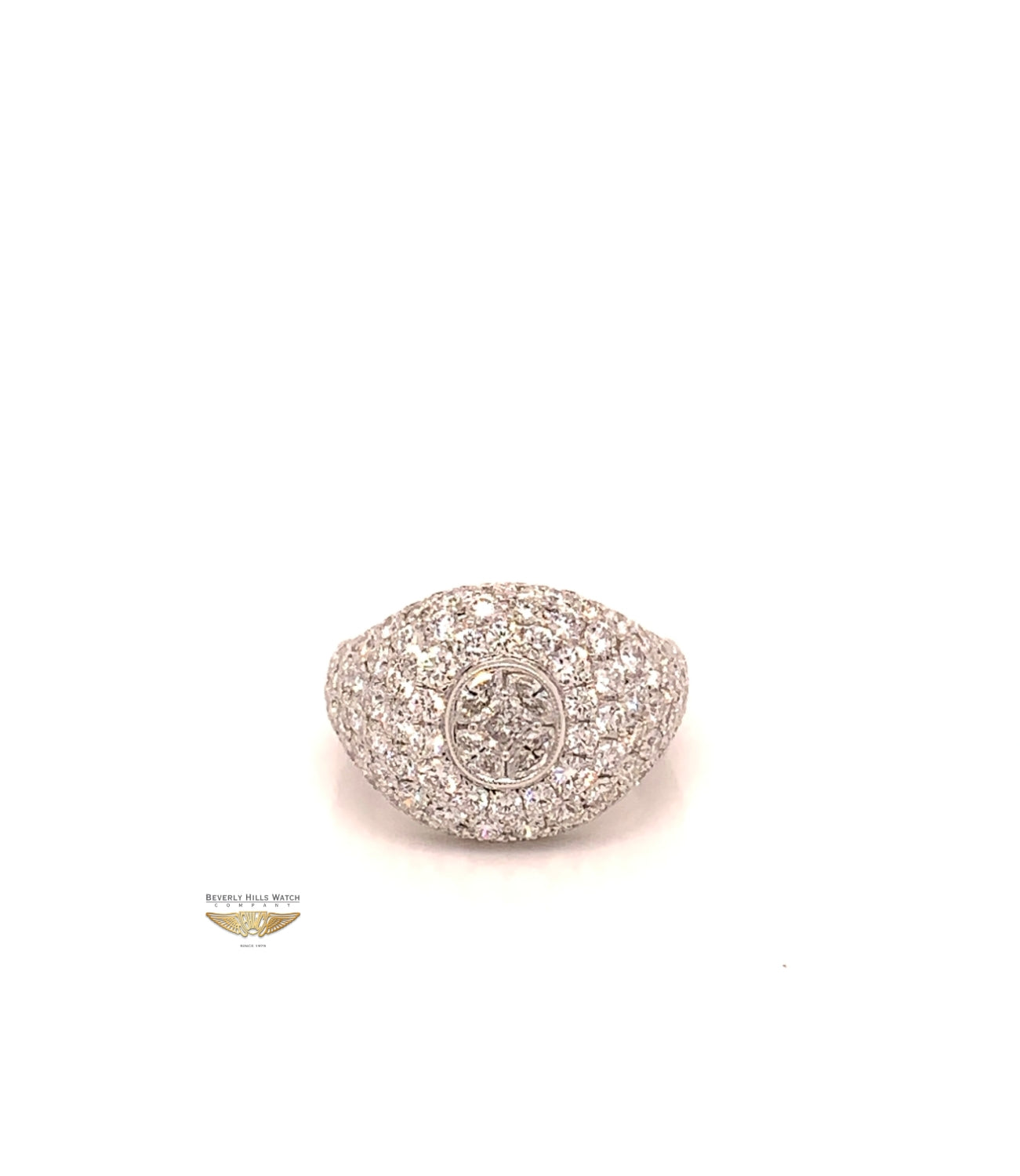 Naira & C La Scala Diamond Signet White Gold Ring KMQCTJ - Beverly Hills Watch and Jewelry Company