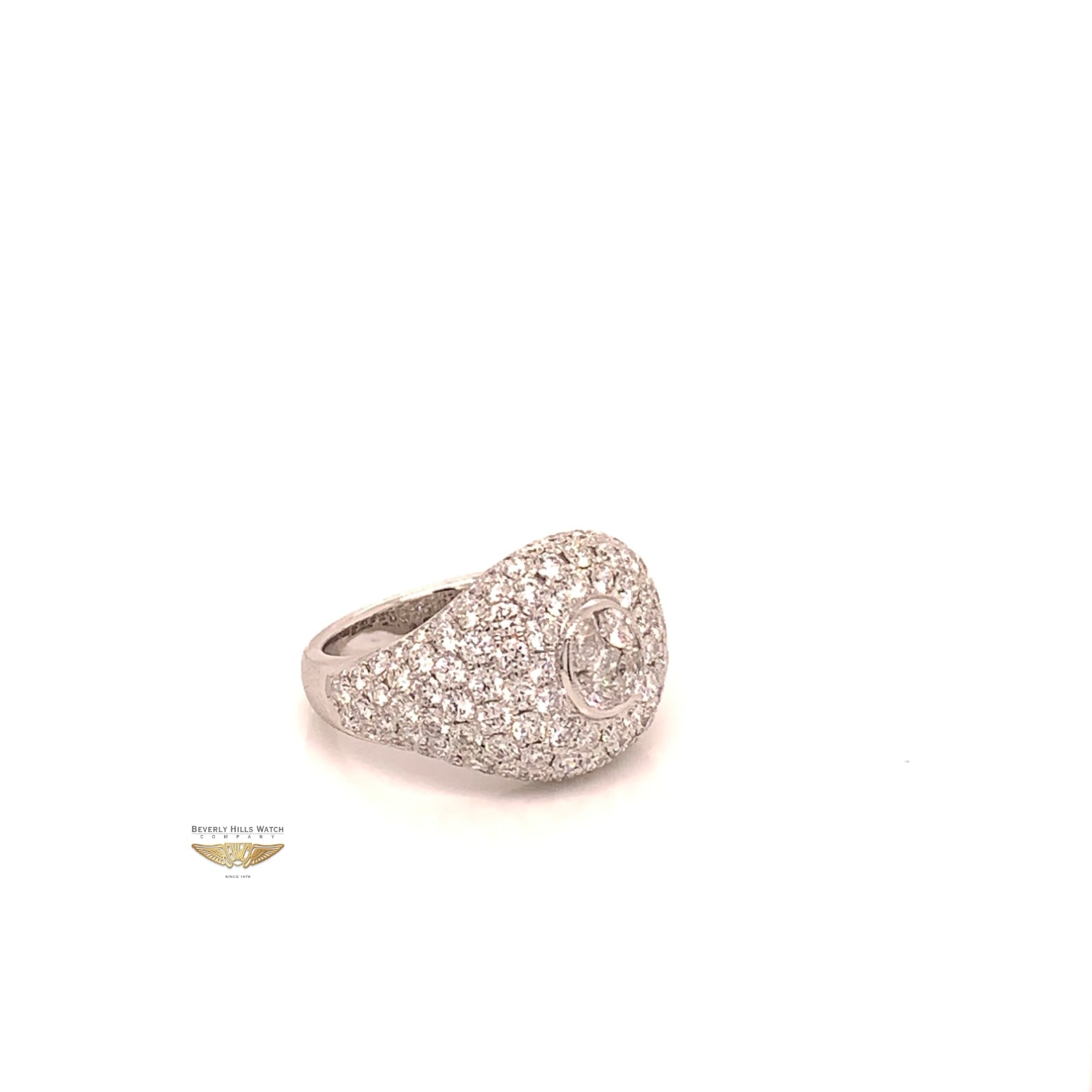 Naira & C La Scala Diamond Signet White Gold Ring KMQCTJ - Beverly Hills Watch and Jewelry Company