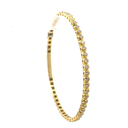 Naira & C Yellow Gold Pyramid-Set 2.01 TCW Diamond Flexible Bangle Bracelet - Beverly Hills Watch Company