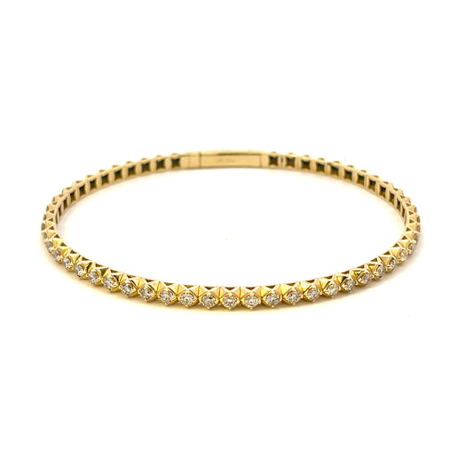 Naira & C Yellow Gold Pyramid-Set 2.01 TCW Diamond Flexible Bangle Bracelet - Beverly Hills Watch Company