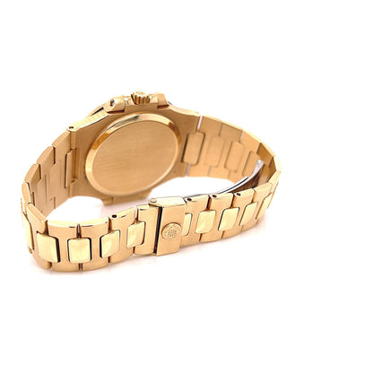 Patek Philippe Nautilus Diamond Bezel Yellow Gold Blue Dial 3800/1J - Beverly Hills Watch Company