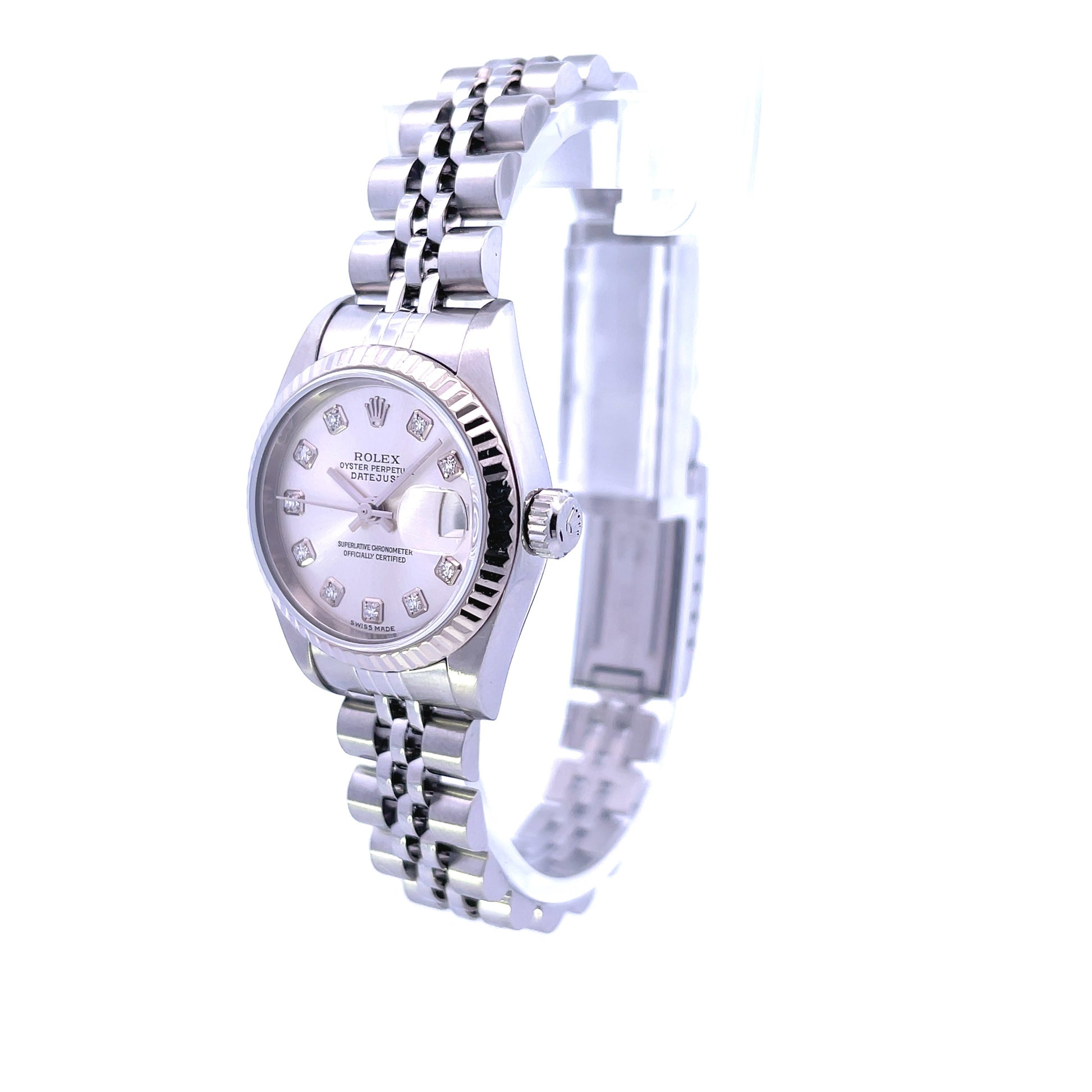 Rolex Datejust 26MM Stainless Steel Silver Diamond Dial 79174 - Beverly Hills Watch Company