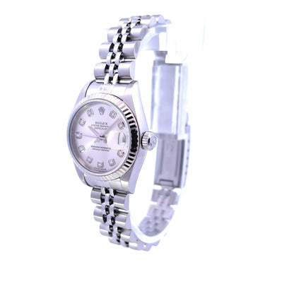 Rolex Datejust 26MM Stainless Steel Silver Diamond Dial 79174 - Beverly Hills Watch Company