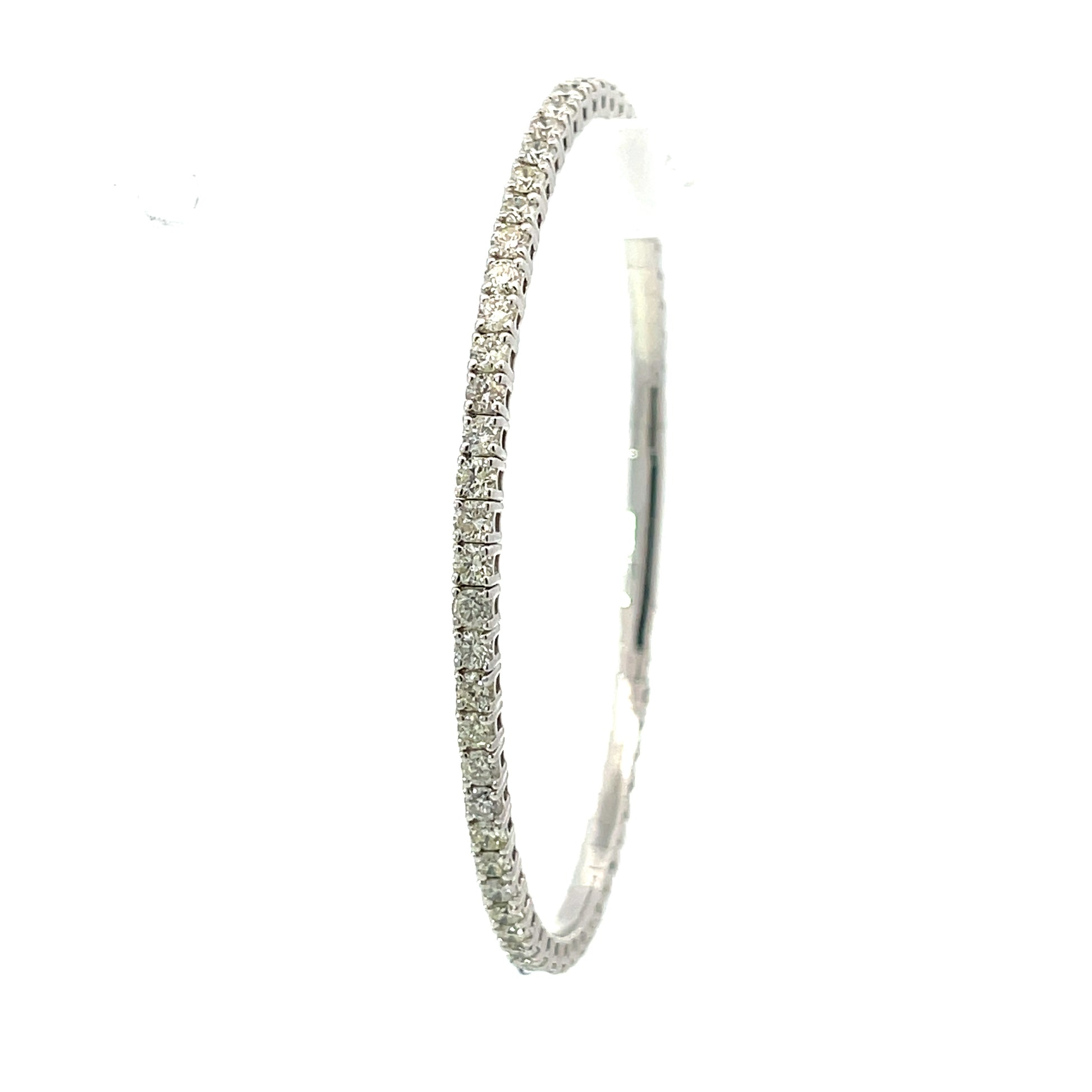 Naira & C White Gold Prong-Set 3.02 TCW Diamond Flexible Bangle Bracelet - Beverly Hills Watch Company