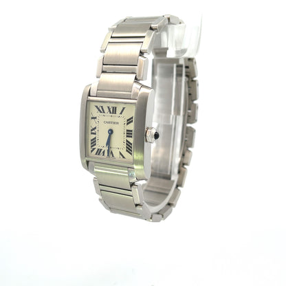 Cartier Tank Francaise Medium Stainless Steel Quartz Silver Dial W51011Q3 - Beverly Hills Watch Company
