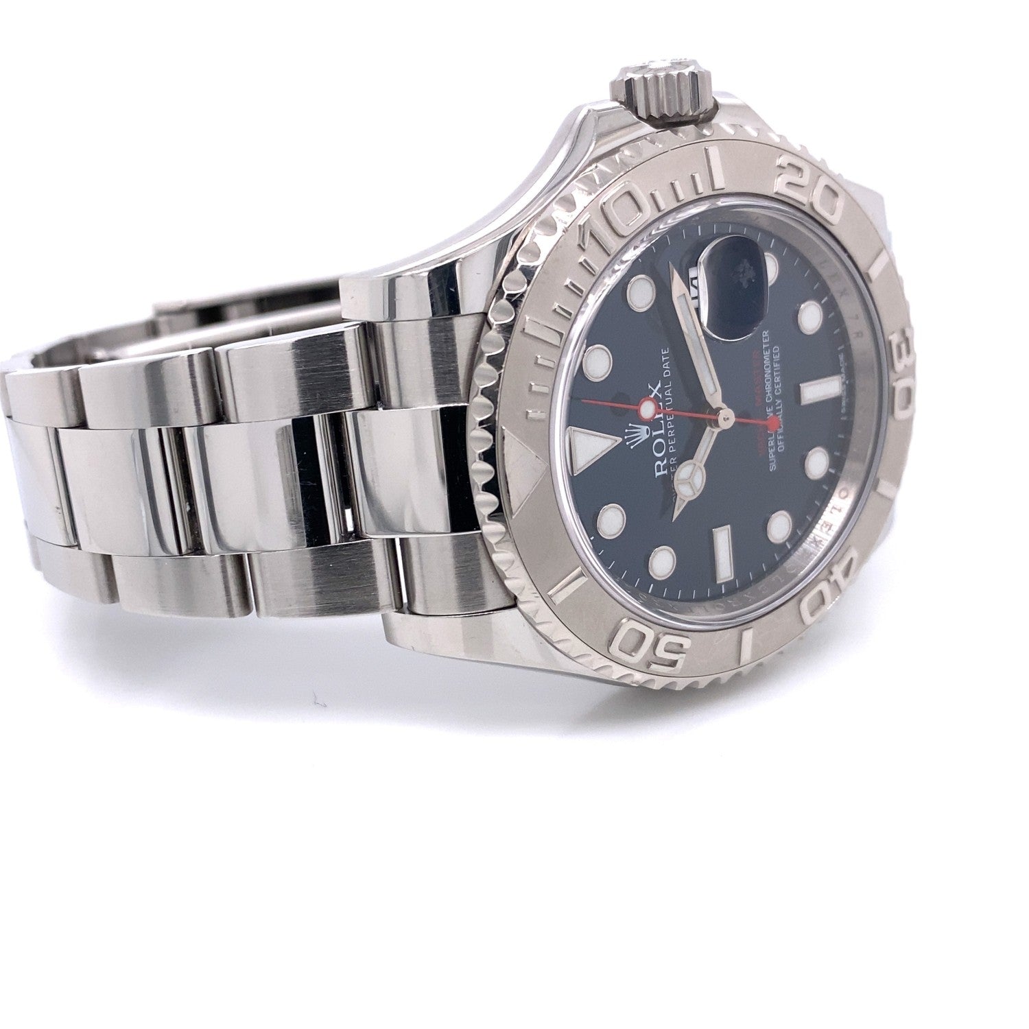 Rolex YachtMaster 40mm Platinum Bezel Blue Dial 116622 KXT059 - Beverly Hills Watch Company