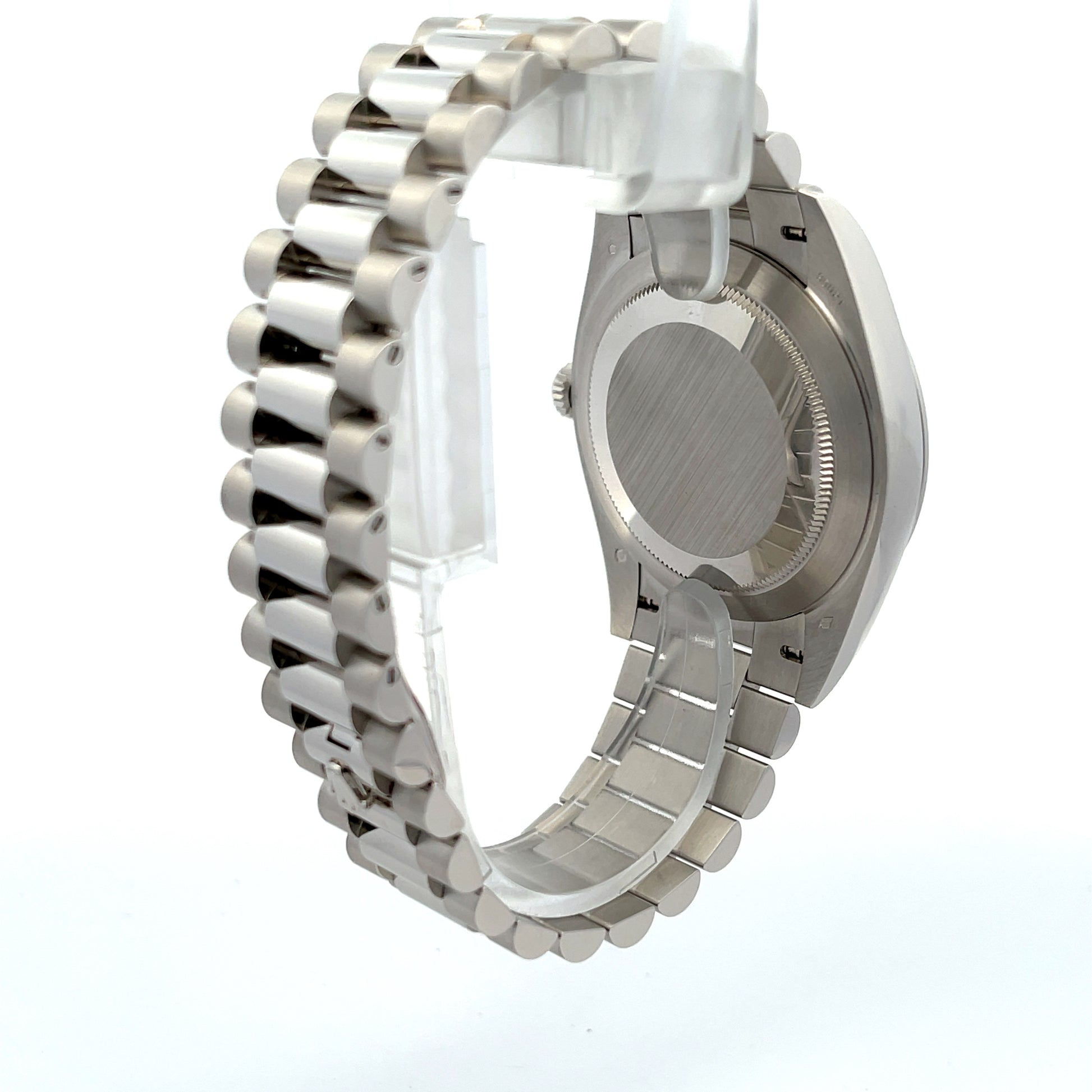 Rolex Day Date Platinum 40mm Black Baguette Diamond Dial 228206 - Beverly Hills Watch Company