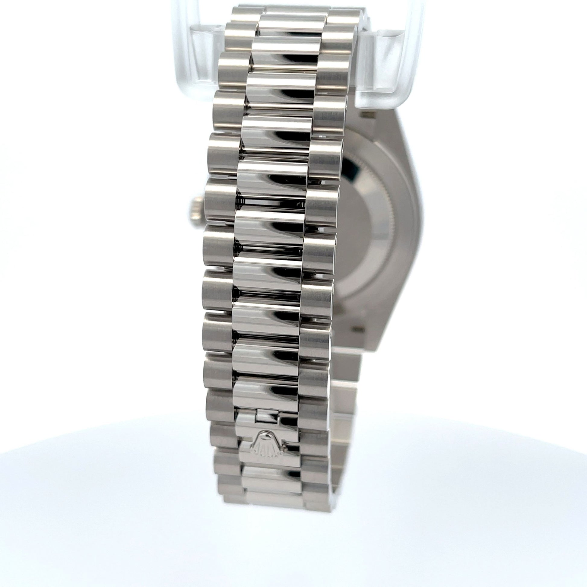 Rolex Day Date Platinum 40mm Black Baguette Diamond Dial 228206 - Beverly Hills Watch Company