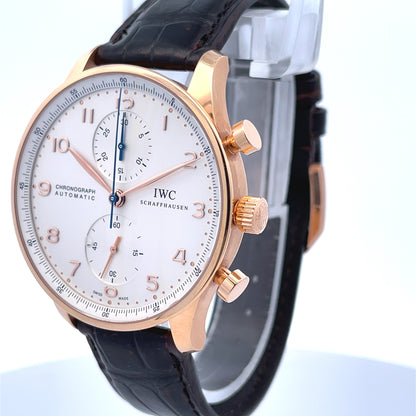 IWC Portugieser 40mm Rose Gold Chronograph Silver Dial IW371402