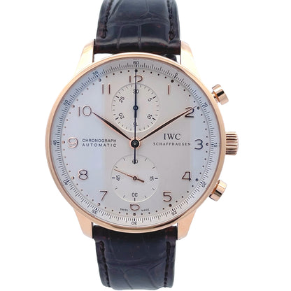 IWC Portugieser 40mm Rose Gold Chronograph Silver Dial IW371402