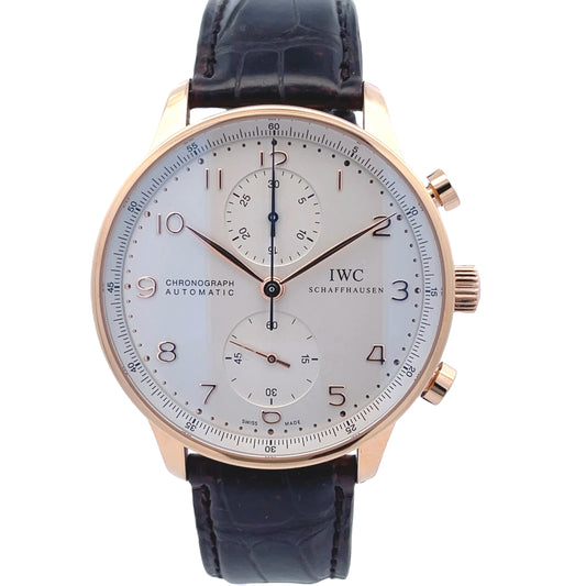 IWC Portugieser 40mm Rose Gold Chronograph Silver Dial IW371402