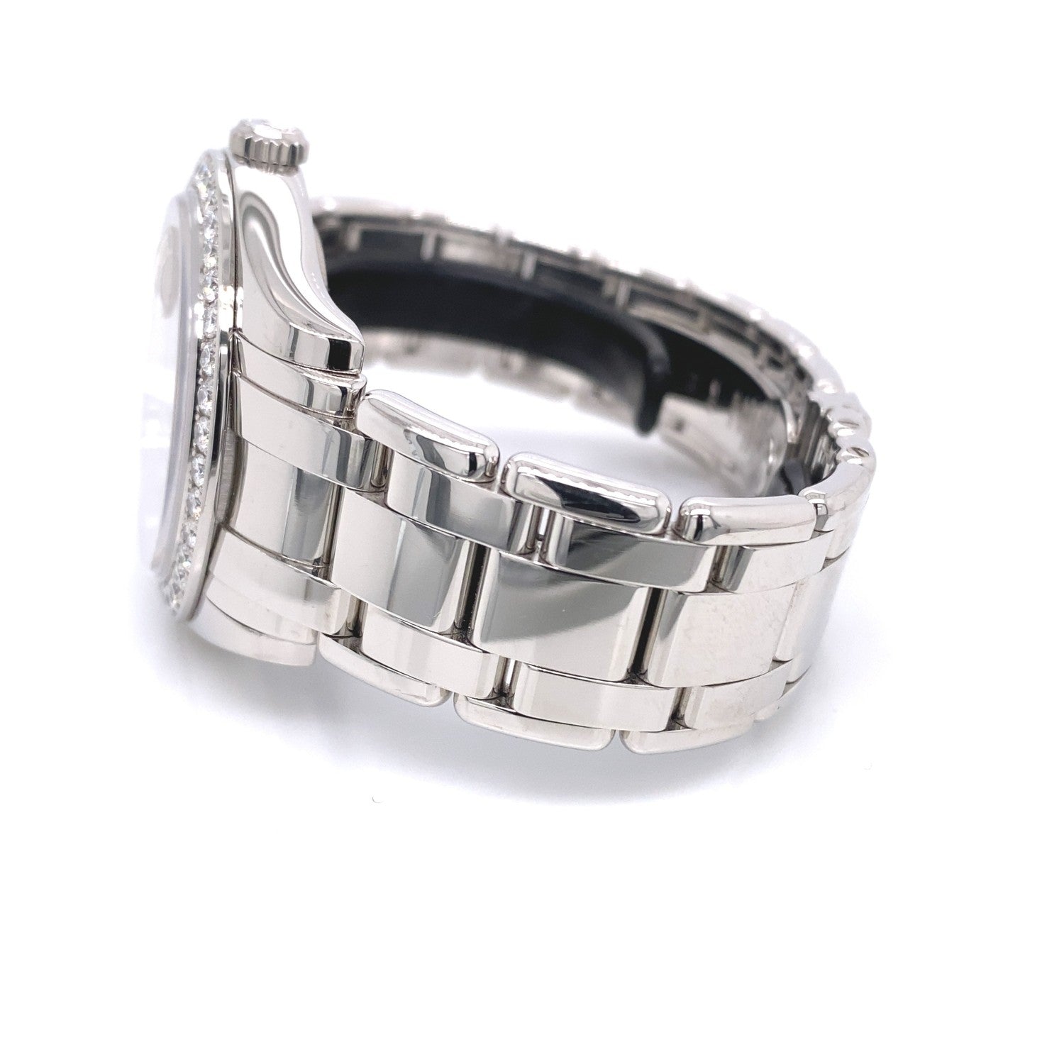 Rolex Day-Date Platinum Masterpiece Diamond Bezel Glacier Blue Diamond Dial 18946 - Beverly Hills Watch Company