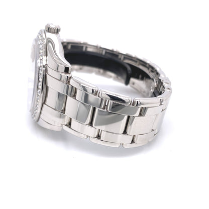 Rolex Day-Date Platinum Masterpiece Diamond Bezel Glacier Blue Diamond Dial 18946 - Beverly Hills Watch Company