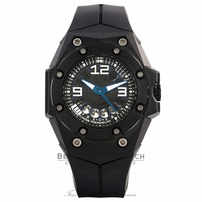 Linde Werdelin Oktopus II Moon Black 44MM Titanium & Ceramic Black Strap Black Rubber Strap OKT II.BMB1 RDUAQT - Beverly Hills Watch Store