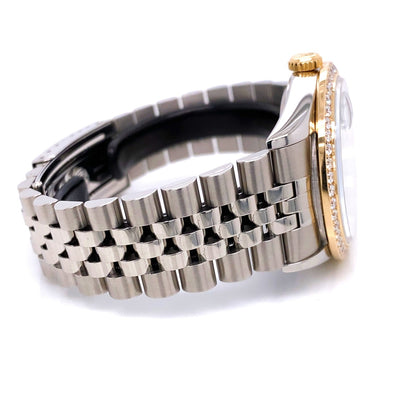 Rolex Datejust Tiffany Blue 36MM 18k Yellow Gold Diamond Bezel 16233 LKXJ1P - Beverly Hills Watch Company