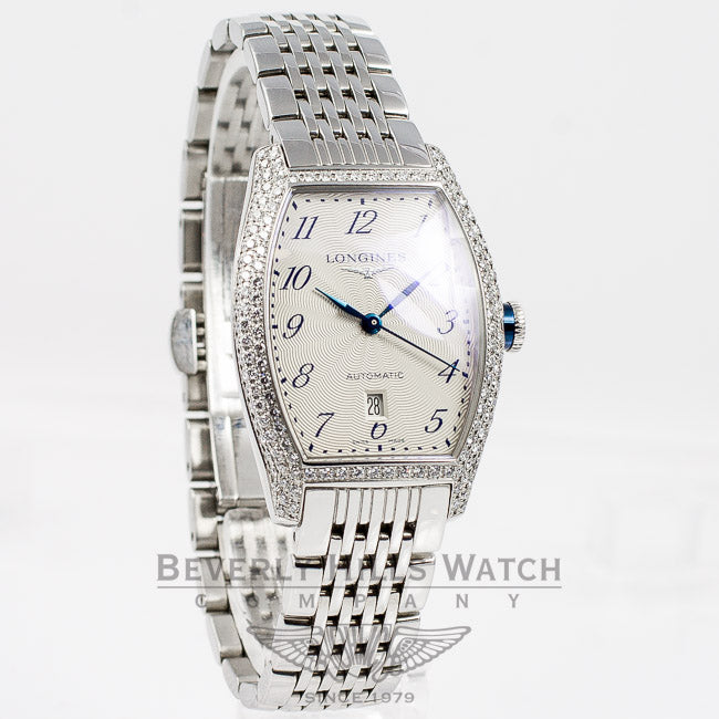 Longines Evidenza Stainless Steel Bracelet Diamond Bezel White Arabic Numeral Dial Ladies Watch L21420736 Beverly Hills Watch Company Watches