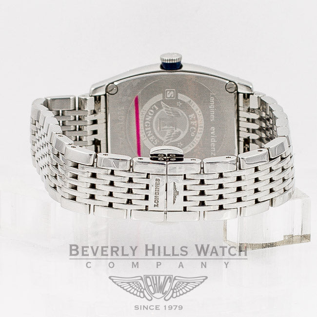 Longines Evidenza Stainless Steel Bracelet Diamond Bezel White Arabic Numeral Dial Ladies Watch L21420736 Beverly Hills Watch Company Watches