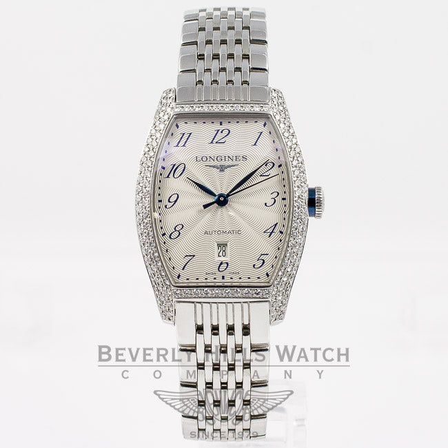 Longines Evidenza Stainless Steel Bracelet Diamond Bezel White Arabic Numeral Dial Ladies Watch L21420736 Beverly Hills Watch Company Watches