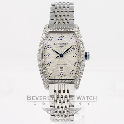 Longines Evidenza Stainless Steel Bracelet Diamond Bezel White Arabic Numeral Dial Ladies Watch L21420736 Beverly Hills Watch Company Watches