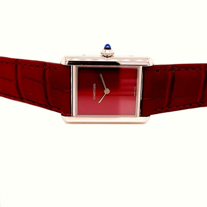 Cartier Must Tank Large Stainless Steel Claret WSTA0054 - Beverly Hills Watch Company