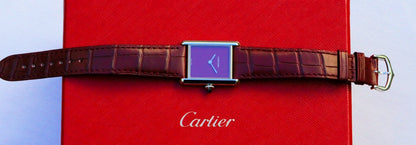 Cartier Must Tank Large Stainless Steel Claret WSTA0054 - Beverly Hills Watch Company