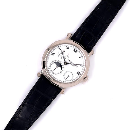 Patek Philippe 18k White Gold 36MM Moon Phase Power Reserve 5054G LUD73H - Beverly Hills Watch Company