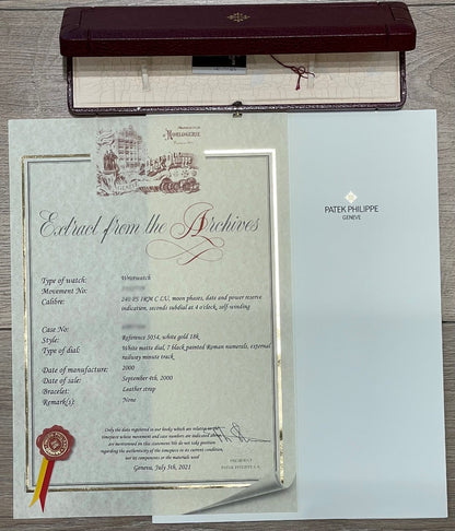 Patek Philippe 18k White Gold 36MM Moon Phase Power Reserve 5054G LUD73H - Beverly Hills Watch Company