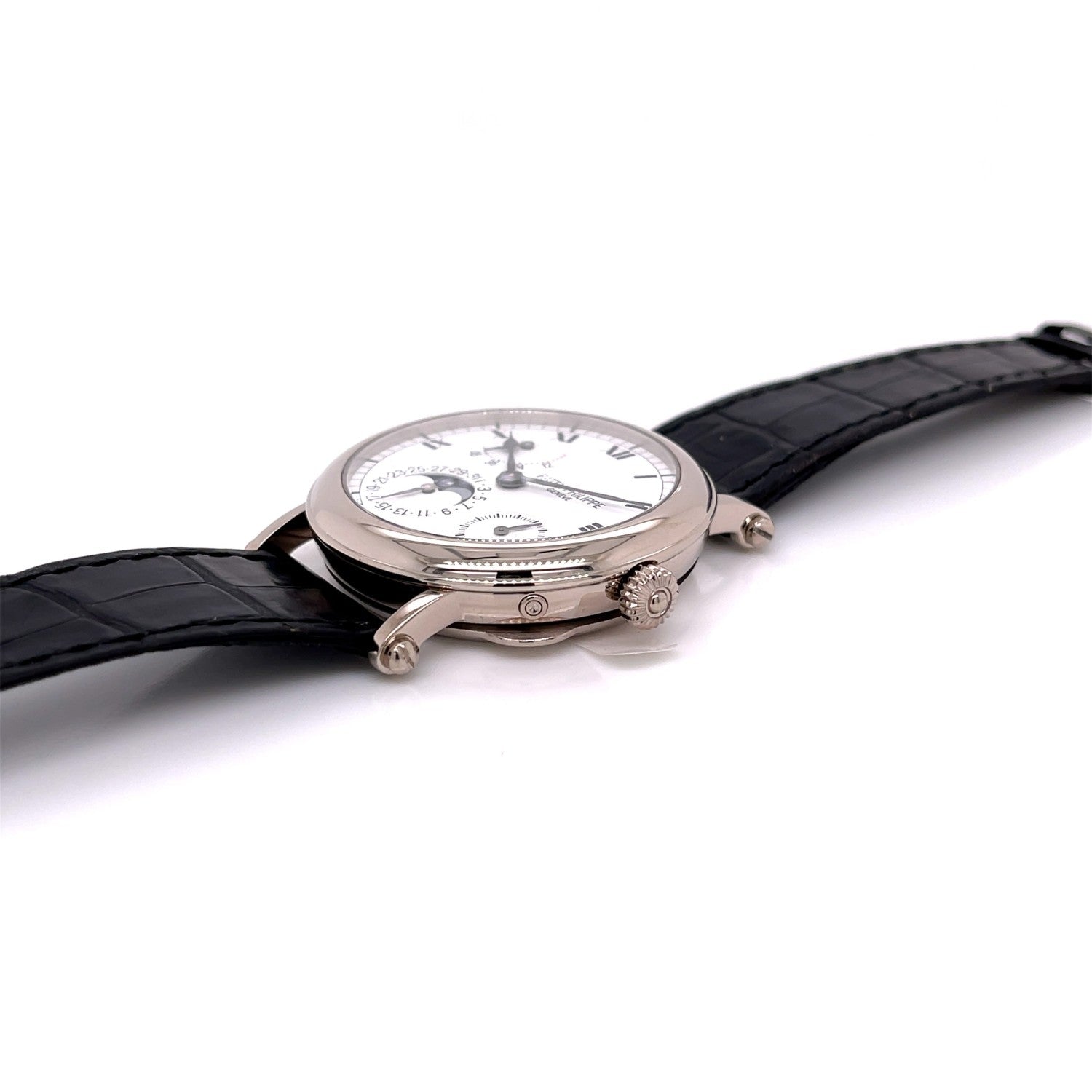 Patek Philippe 18k White Gold 36MM Moon Phase Power Reserve 5054G LUD73H - Beverly Hills Watch Company