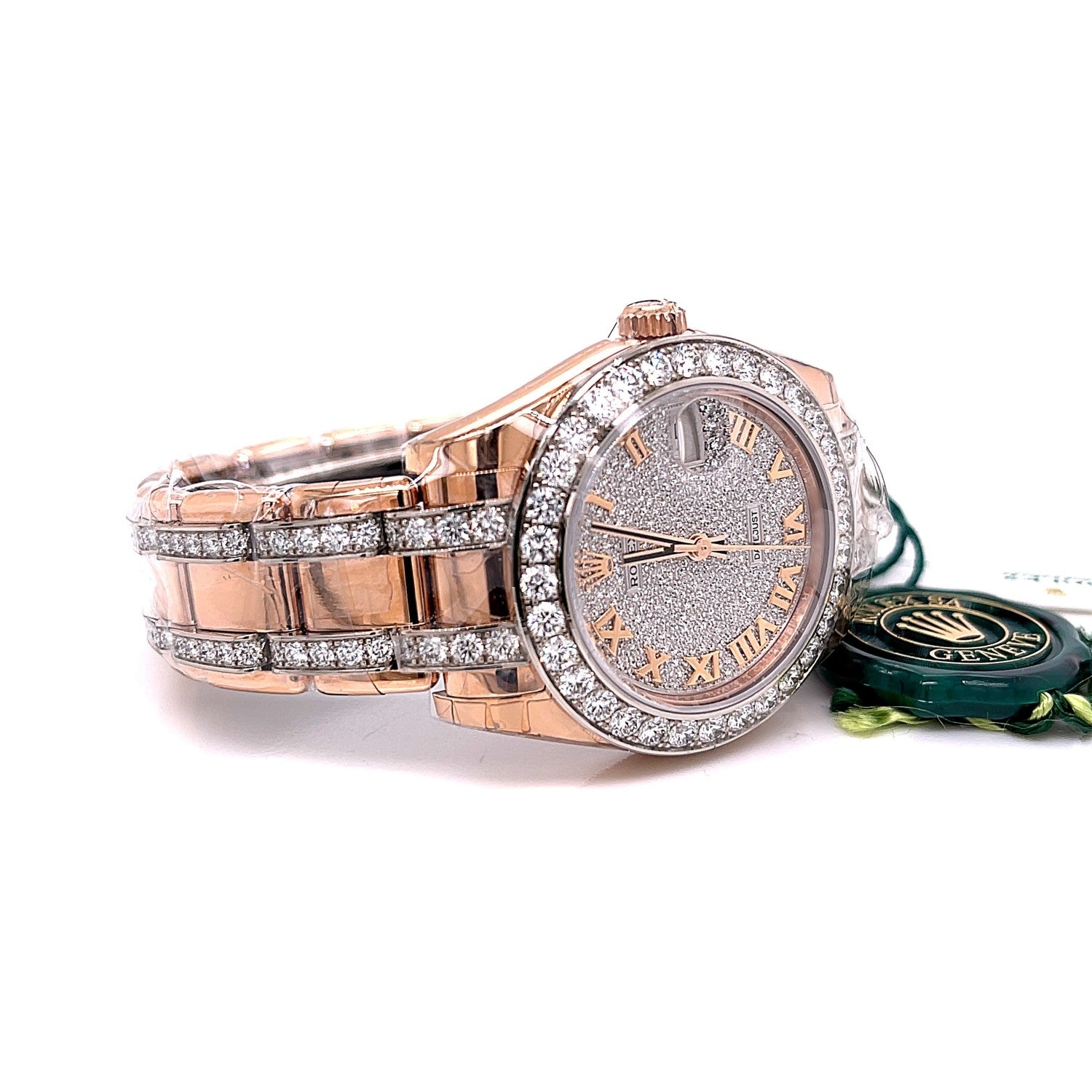 Rolex Pearlmaster 34mm Everose Gold Diamond Bezel Pave Dial 81285