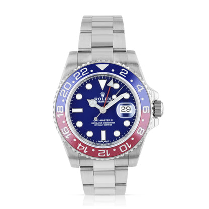 Rolex GMT Master II 40mm Pepsi Blue Dial White Gold 116719BLRO - Beverly Hills Watch Company