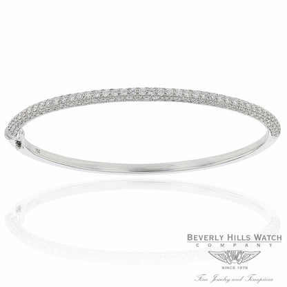 18k White Gold Oval Bangle Diamond Bracelet 1T7MFY - Beverly Hills Watch