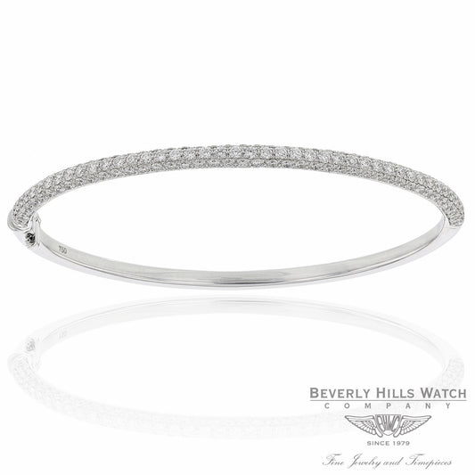 18k White Gold Oval Bangle Diamond Bracelet 1T7MFY - Beverly Hills Watch