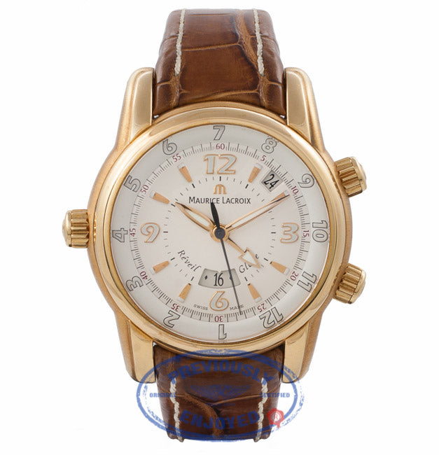 Maurice Lacroix Reveil Globe Gents 18k Rose Gold MP6388-PG101-830 6840 - Beverly Hills Watch Company Watch Store