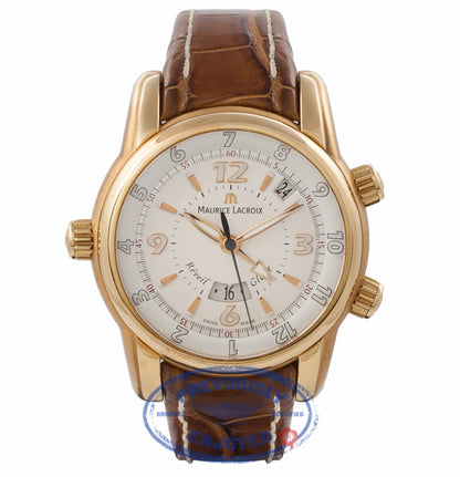 Maurice Lacroix Reveil Globe Gents 18k Rose Gold MP6388-PG101-830 6840 - Beverly Hills Watch Company Watch Store