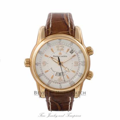 Maurice Lacroix Reveil Globe Gents 18k Rose Gold MP6388-PG101-830 6840 - Beverly Hills Watch Company Watch Store